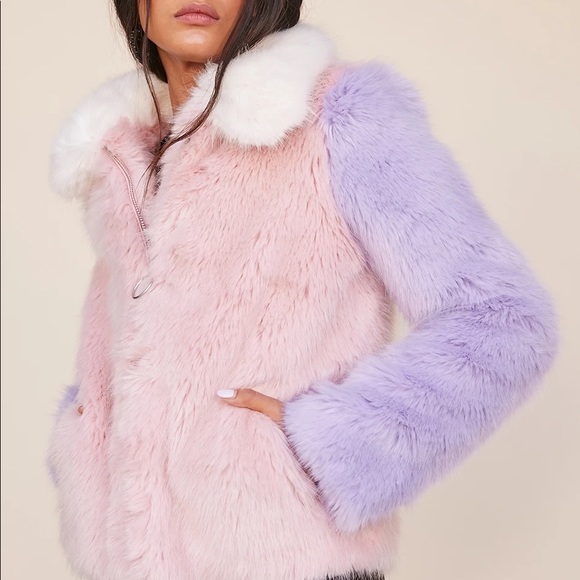 LPA the label pastel bomber fur jacket - Picture 2 of 4